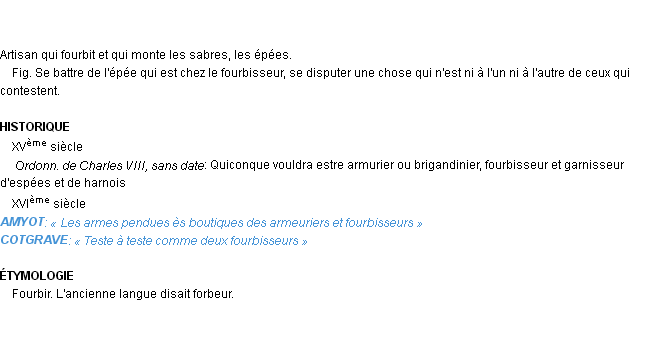 Définition fourbisseur Emile Littré