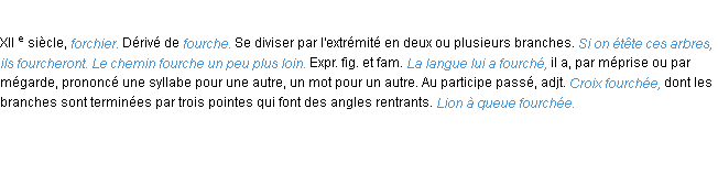 Définition fourcher ACAD 1986