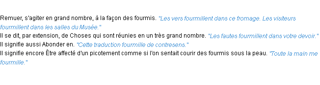 Définition fourmiller ACAD 1932