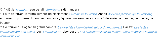 Définition fourmiller ACAD 1986