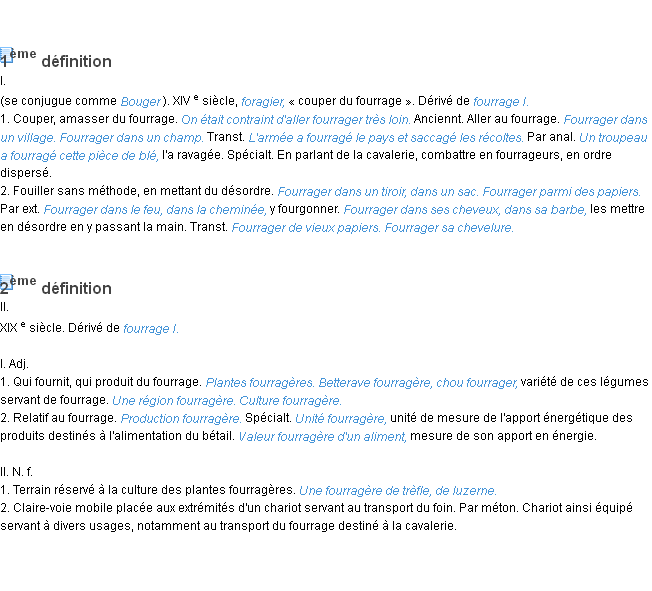 Définition fourrager ACAD 1986