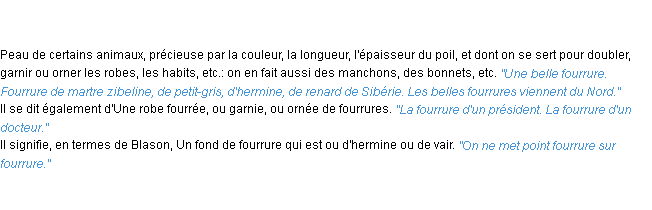 Définition fourrure ACAD 1835