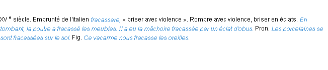 Définition fracasser ACAD 1986