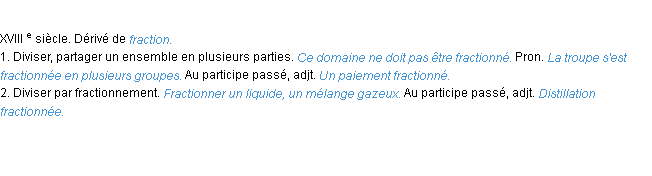 Définition fractionner ACAD 1986