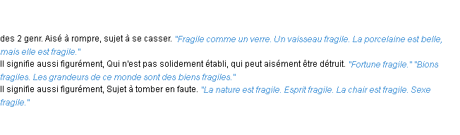 Définition fragile ACAD 1798