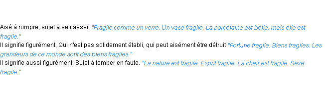 Définition fragile ACAD 1835