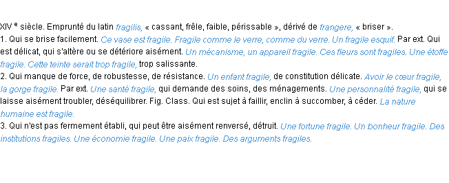 Définition fragile ACAD 1986