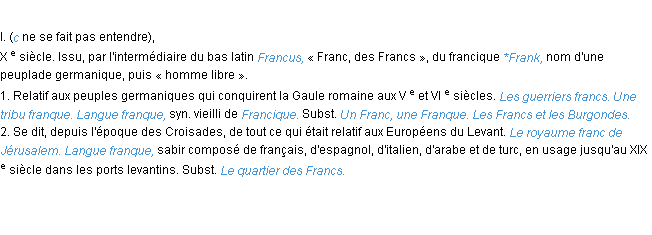 Définition franc ACAD 1986