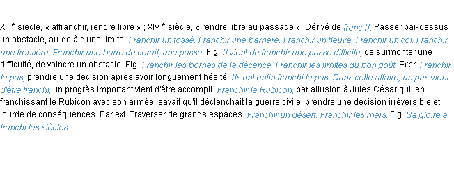 Définition franchir ACAD 1986