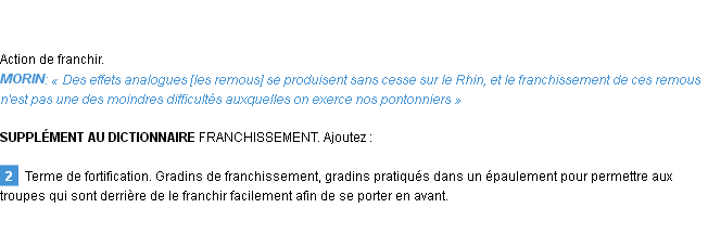 Définition franchissement Emile Littré