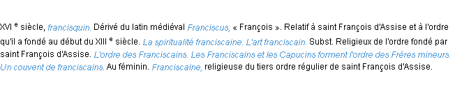 Définition franciscain ACAD 1986