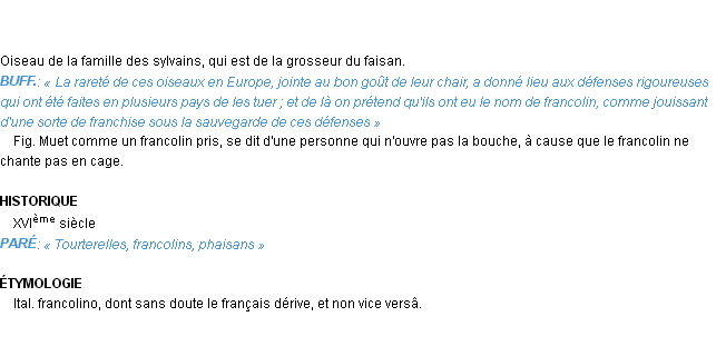 Définition francolin Emile Littré