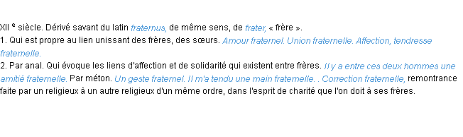 Définition fraternel ACAD 1986