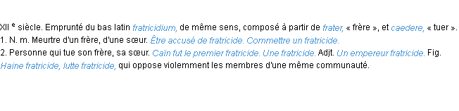 Définition fratricide ACAD 1986