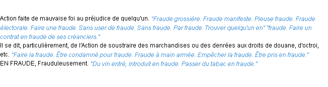 Définition fraude ACAD 1932