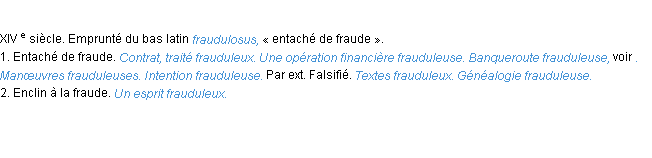 Définition frauduleux ACAD 1986