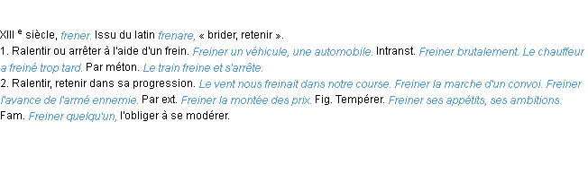 Définition freiner ACAD 1986