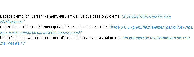 Définition frémissement ACAD 1798