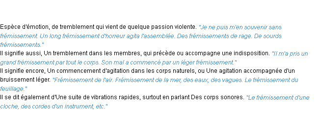 Définition frémissement ACAD 1835