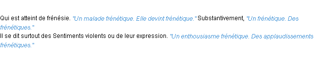 Définition frénétique ACAD 1932