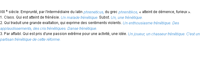 Définition frénétique ACAD 1986