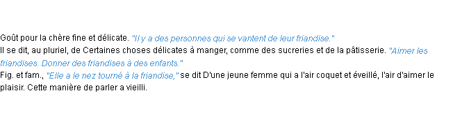 Définition friandise ACAD 1835