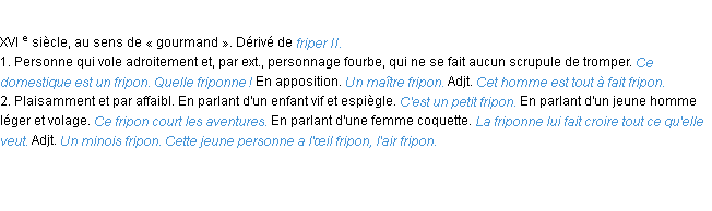 Définition fripon ACAD 1986