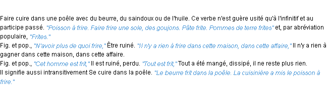 Définition frire ACAD 1932