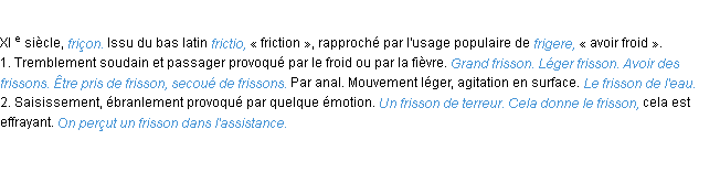 Définition frisson ACAD 1986