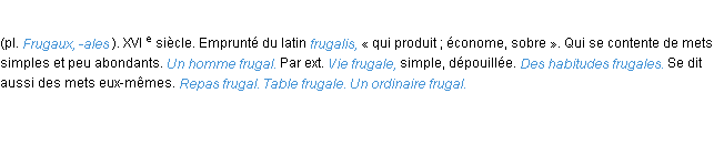 Définition frugal ACAD 1986