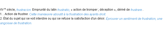 Définition frustration ACAD 1986