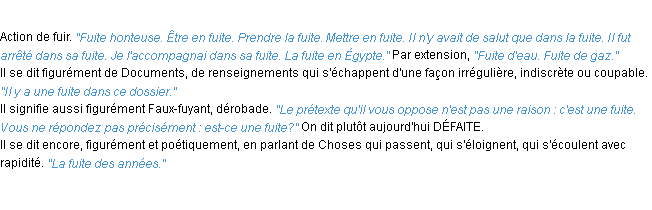 Définition fuite ACAD 1932