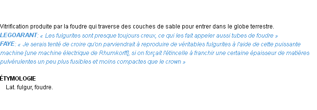 Définition fulgurite Emile Littré