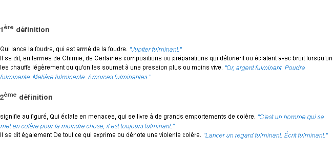 Définition fulminant ACAD 1835
