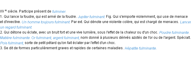 Définition fulminant ACAD 1986