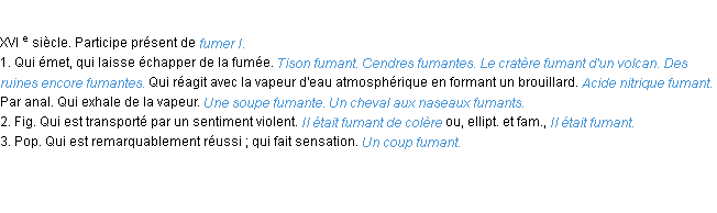 Définition fumant ACAD 1986