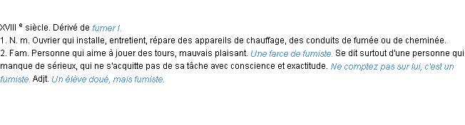 Définition fumiste ACAD 1986