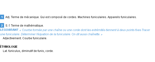Définition funiculaire Emile Littré