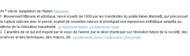 Définition futurisme ACAD 1986