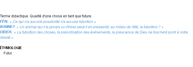 Définition futurition Emile Littré