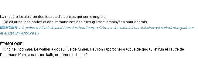 Définition gadoue Emile Littré