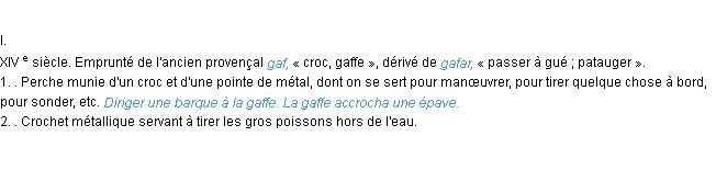 Définition gaffe ACAD 1986