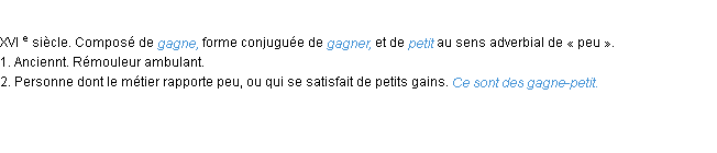 Définition gagne-petit ACAD 1986