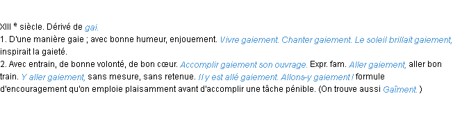 Définition gaiement ACAD 1986