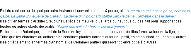 Définition gaine ACAD 1932