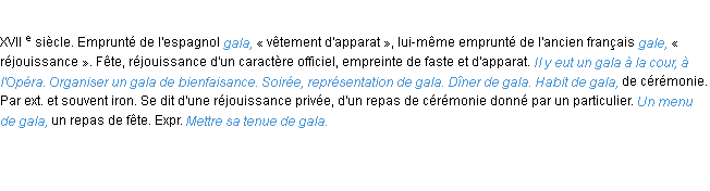 Définition gala ACAD 1986