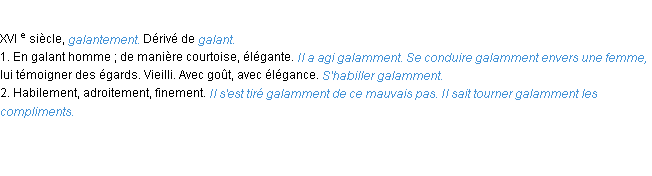 Définition galamment ACAD 1986