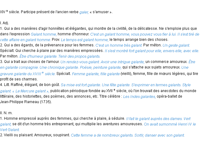 Définition galant ACAD 1986