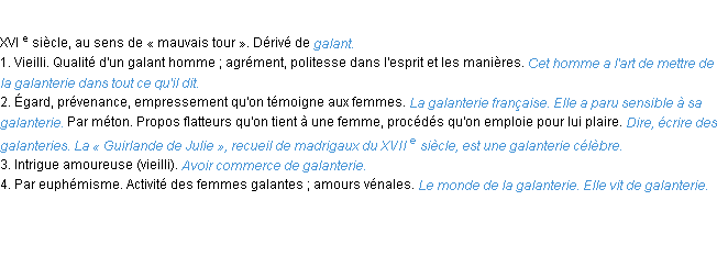 Définition galanterie ACAD 1986