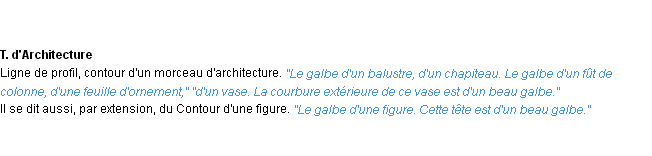 Définition galbe ACAD 1932